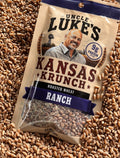 Uncle Luke's Kansas Krunch Ranch flavor bag on raw wheat berries